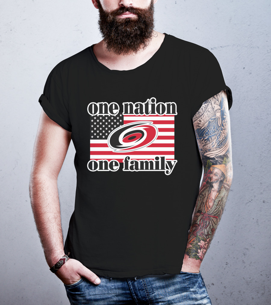 One Nation One Family Carolina Hurricanes Usa Flag T-Shirt