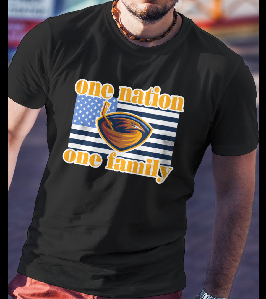 One Nation One Family Atlanta Thrashers Logo American Flag T-Shirt