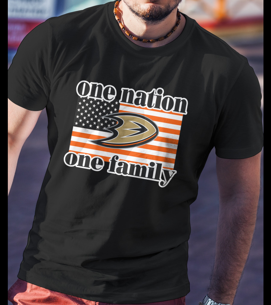 One Nation One Family Anaheim Ducks American Flag T-Shirt