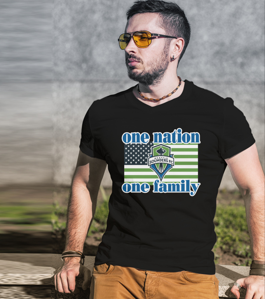 One Nation One Family Seattle Sounders Fc American Flag T-Shirt