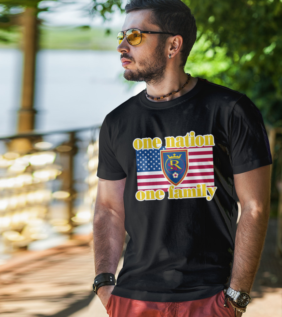 One Nation One Family Real Salt Lake Usa Flag Soccer Crest T-Shirt