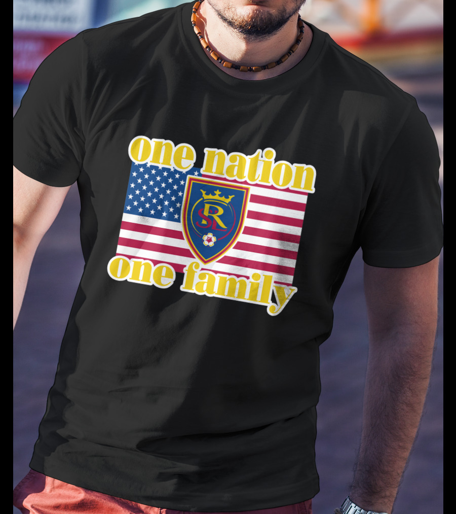 One Nation One Family Real Salt Lake Usa Flag Soccer Crest T-Shirt