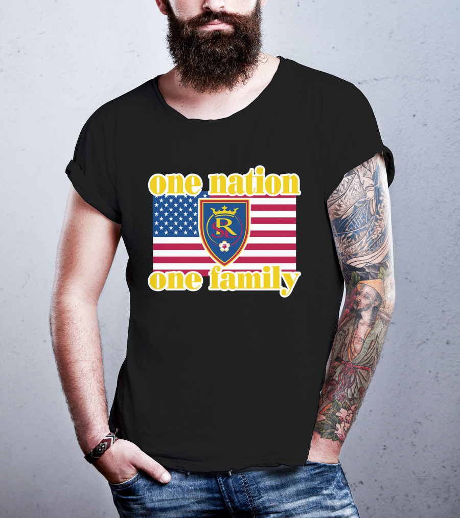 One Nation One Family Real Salt Lake Usa Flag Soccer Crest T-Shirt