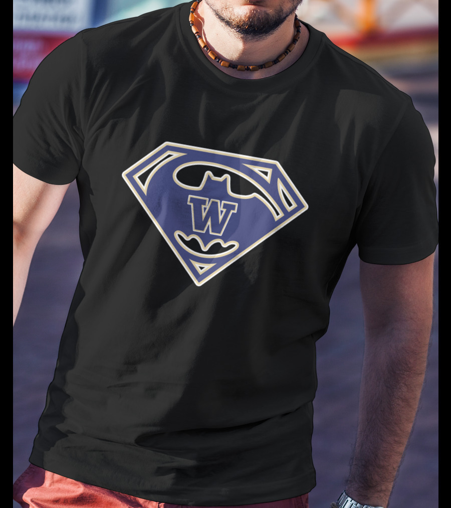 Washington Huskies Batman Superman Iconic Logo Fusion T-Shirt