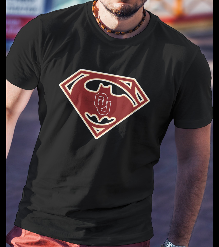 Ou Sooners Batman Superman Logo Mashup T-Shirt