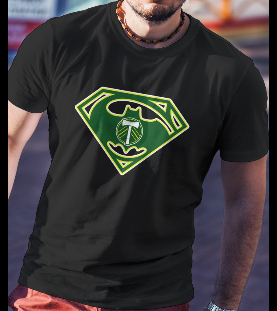 Portland Timbers Batman Superman Logo Combination T-Shirt