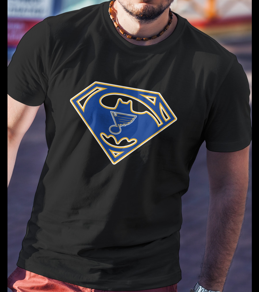 Batman Superman St. Louis Blues Logo Mashup T-Shirt