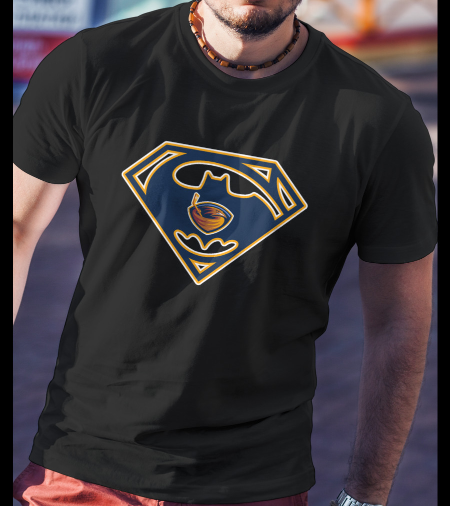 Atlanta Thrashers Batman Superman Logo Blend T-Shirt