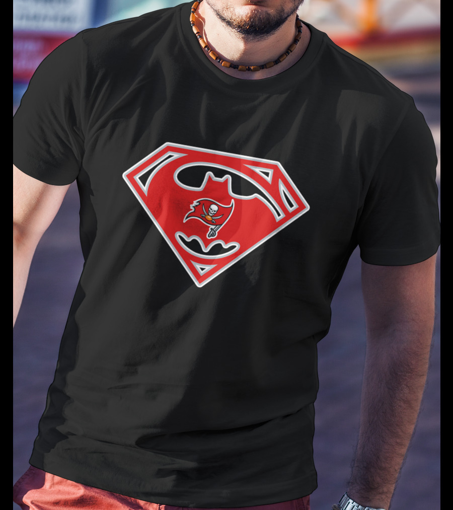 Superman Batman Buccaneers Logo Mashup 222 Tampa Bay Buccaneers T-Shirt