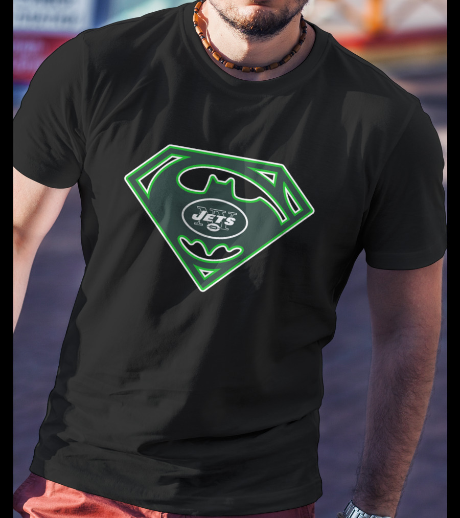 New York Jets Superman Batman Fusion T-Shirt