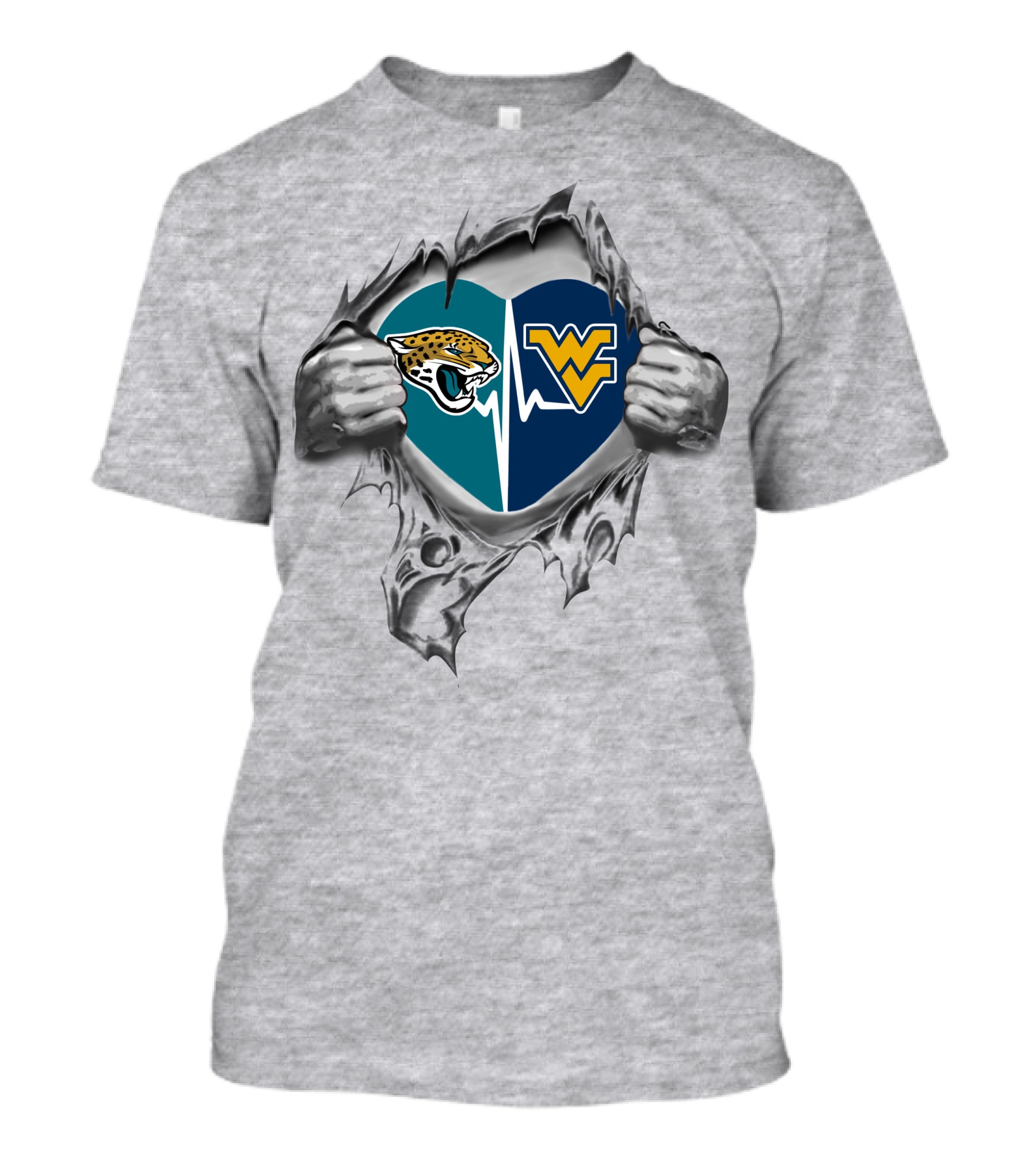 Jacksonville Jaguars West Virginia Mountaineers Heart T-Shirt