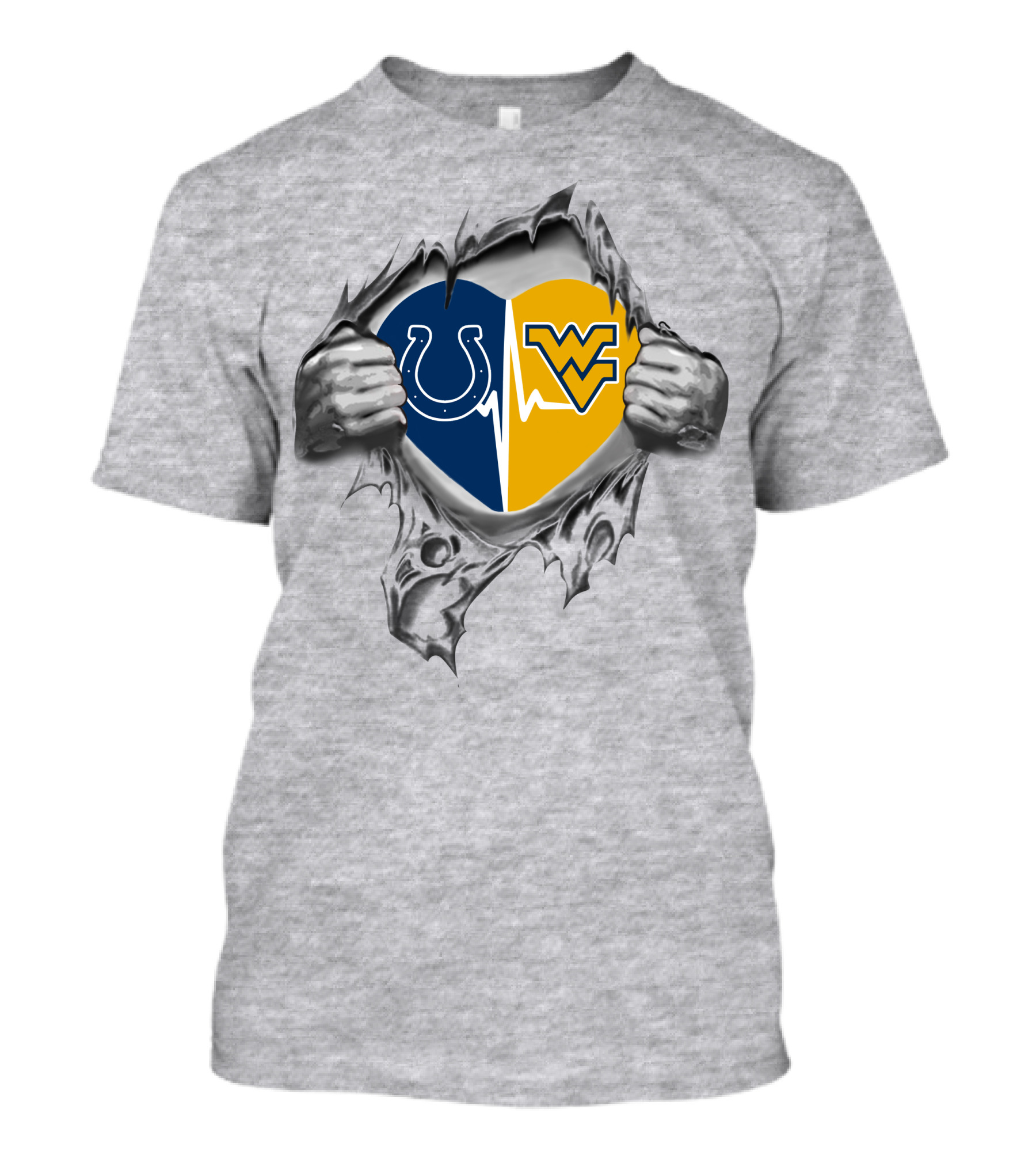 Colts West Virginia Mountaineers Heartbeat Fusion T-Shirt