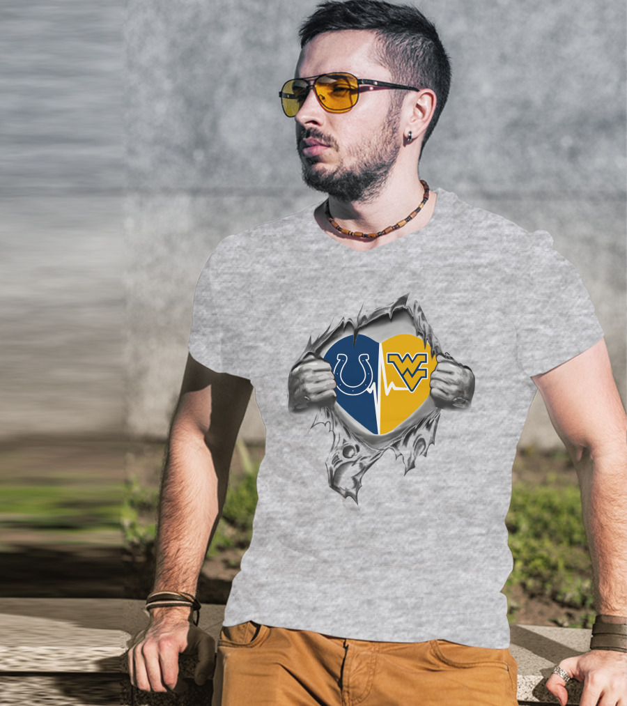 Colts West Virginia Mountaineers Heartbeat Fusion T-Shirt