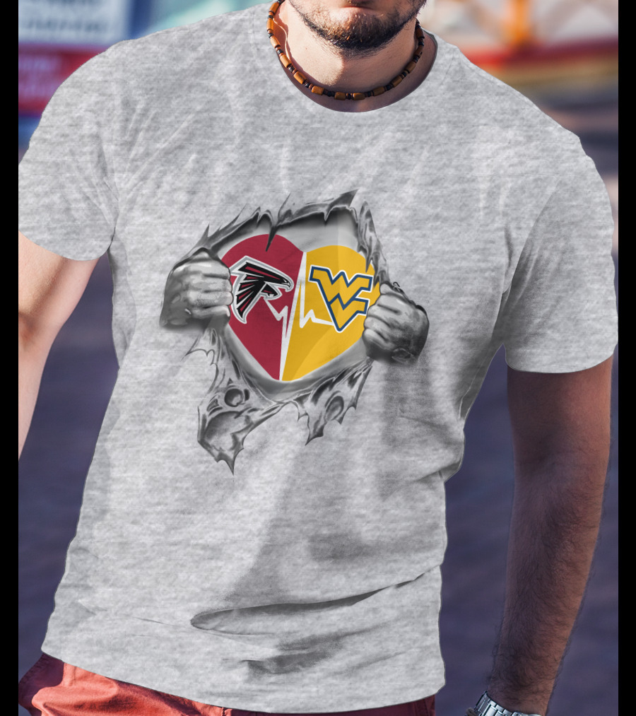 Falcons West Virginia Mountaineers Heart Logos Fan Passion T-Shirt
