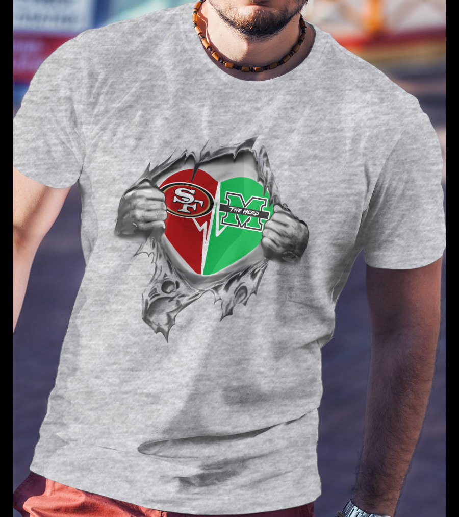 49ers Marshall Thundering Herd Heart T-Shirt