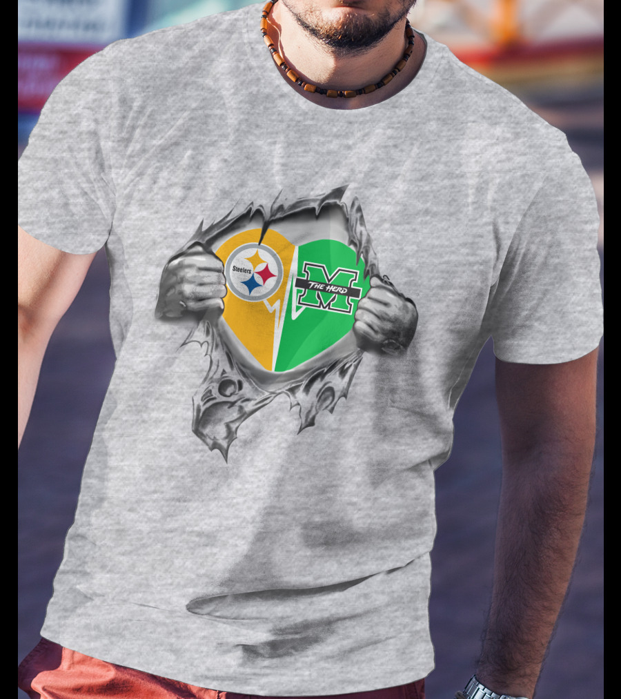 Steelers Marshall Thundering Herd Heart T-Shirt