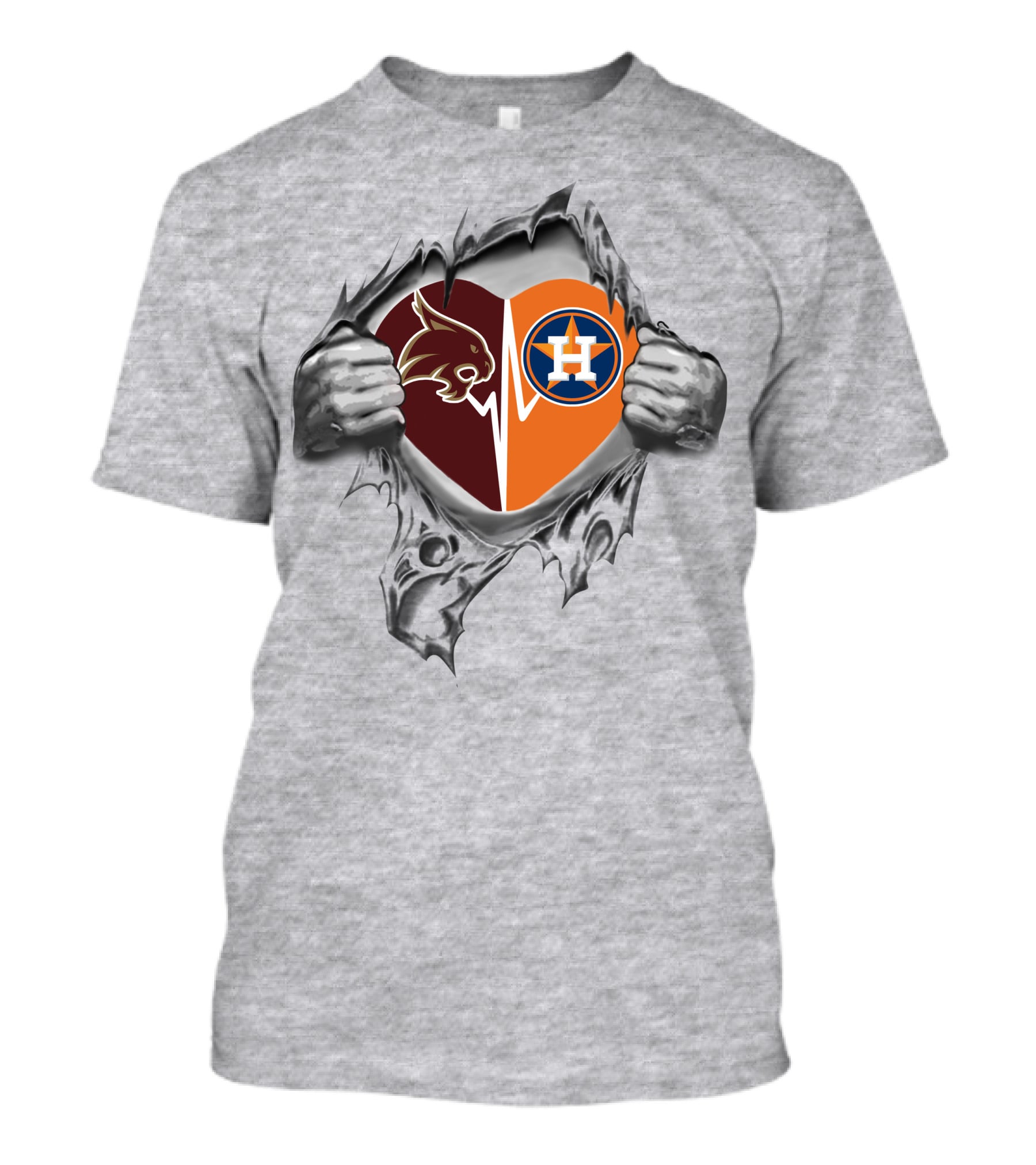 Astros Sw Texas St Bobcats Heartbeat Unity T-Shirt