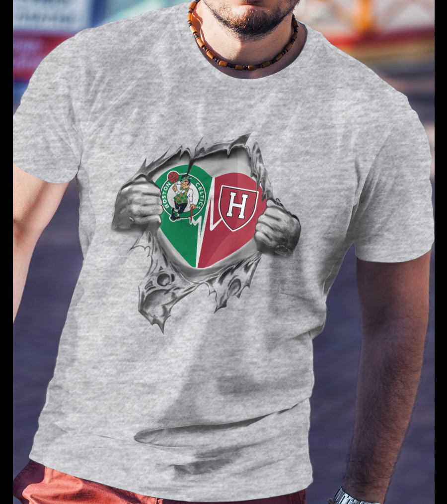 Boston Celtics Harvard Crimson Heartbeat In My Heart T-Shirt
