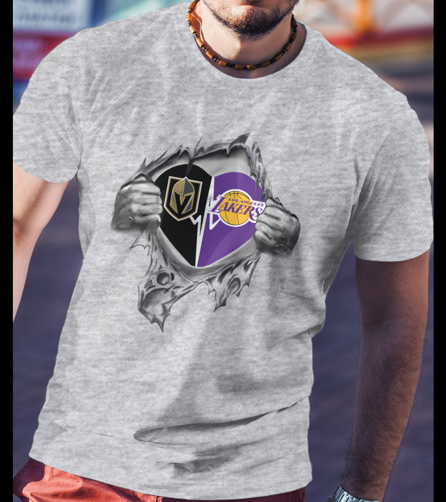 Lakers Los Angeles Knights Heart Ripped T-Shirt
