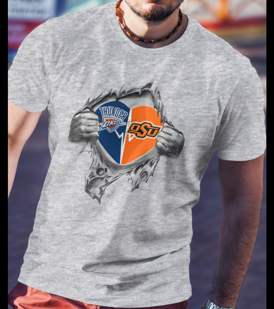 Okc Thunder Osu Heart Torn T-Shirt