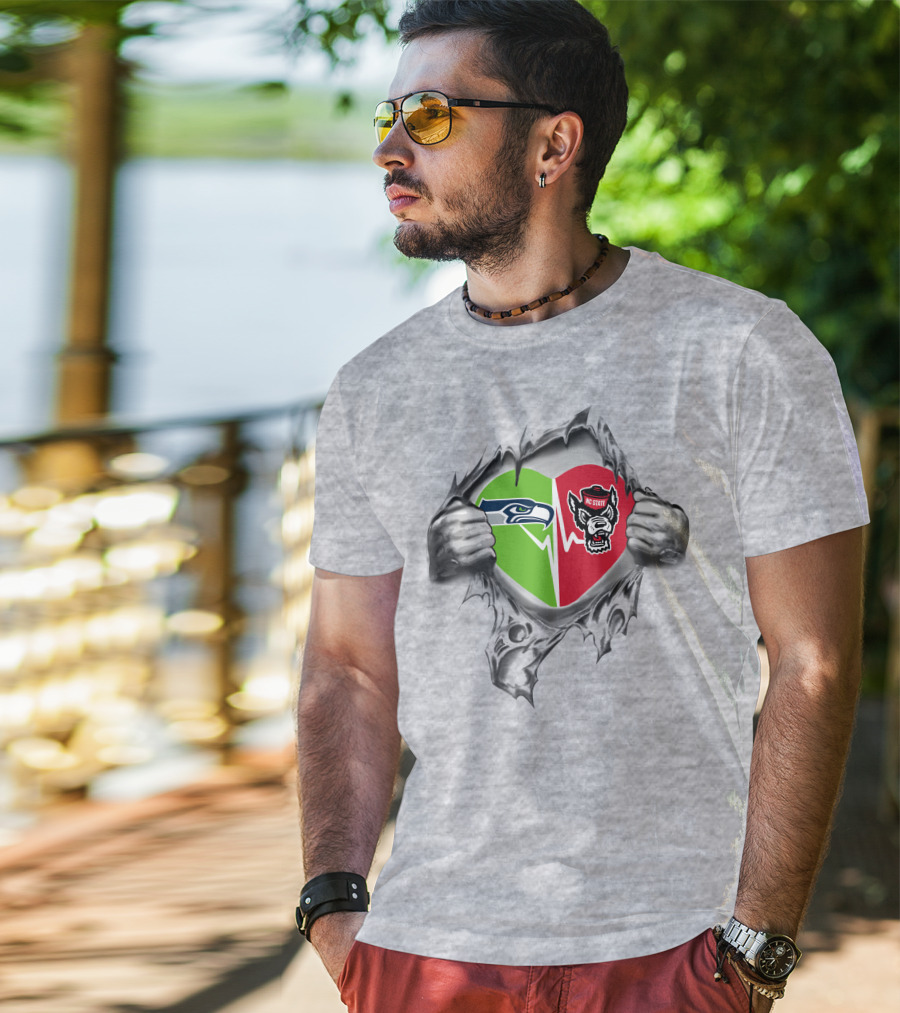 Seahawks Nc State Heartbeat Connection T-Shirt