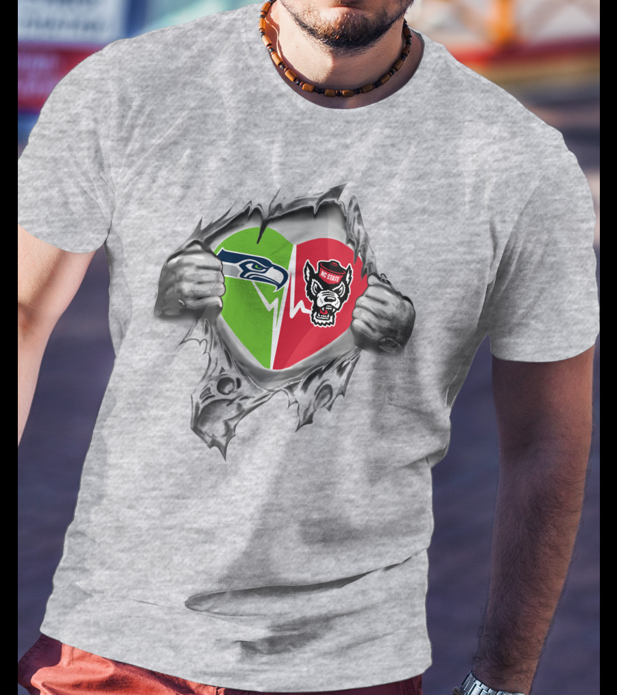 Seahawks Nc State Heartbeat Connection T-Shirt