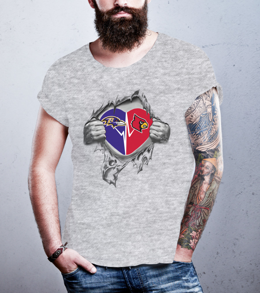 Ravens Louisville Heartbeat Passion Dual Loyalty T-Shirt