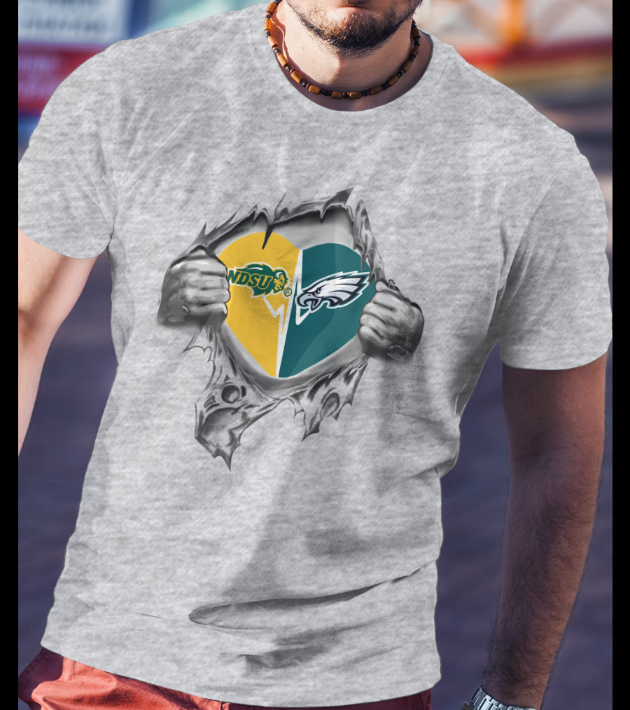 Eagles Ndsu Heart Torn Logo Integration T-Shirt