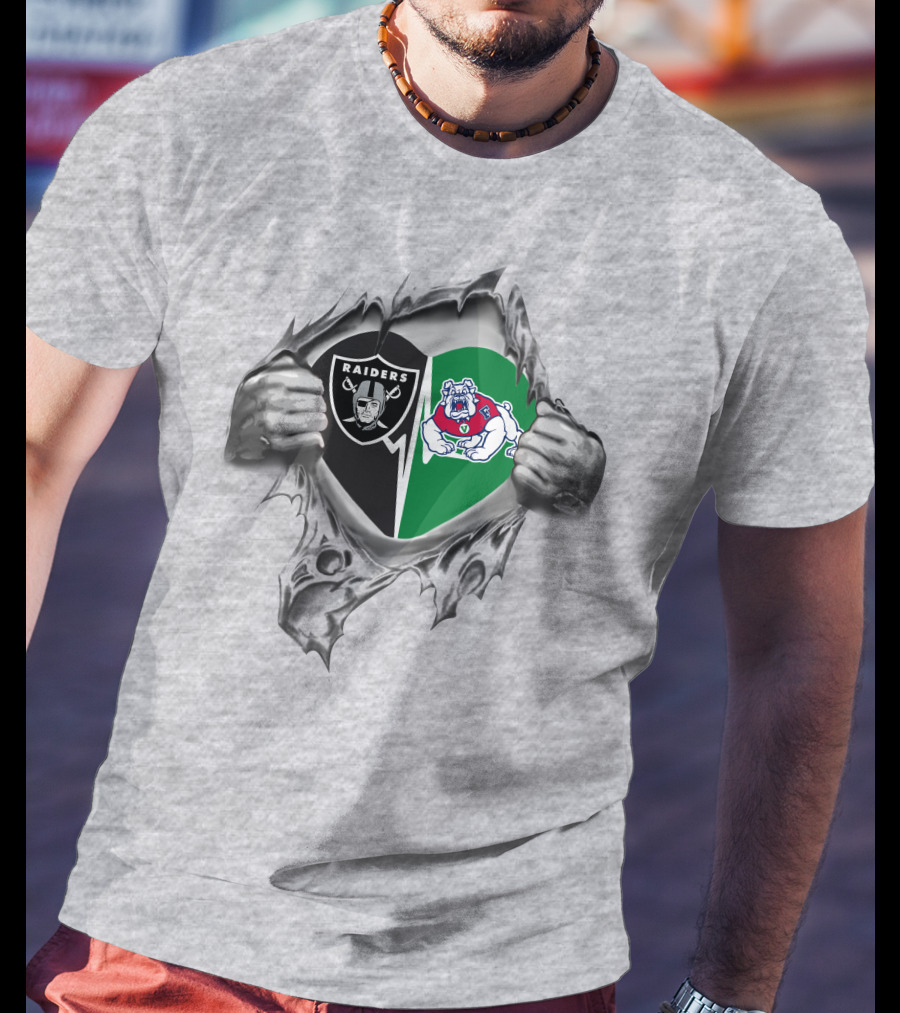 Raiders Fresno State Bulldogs Heart Icons Loyalty T-Shirt