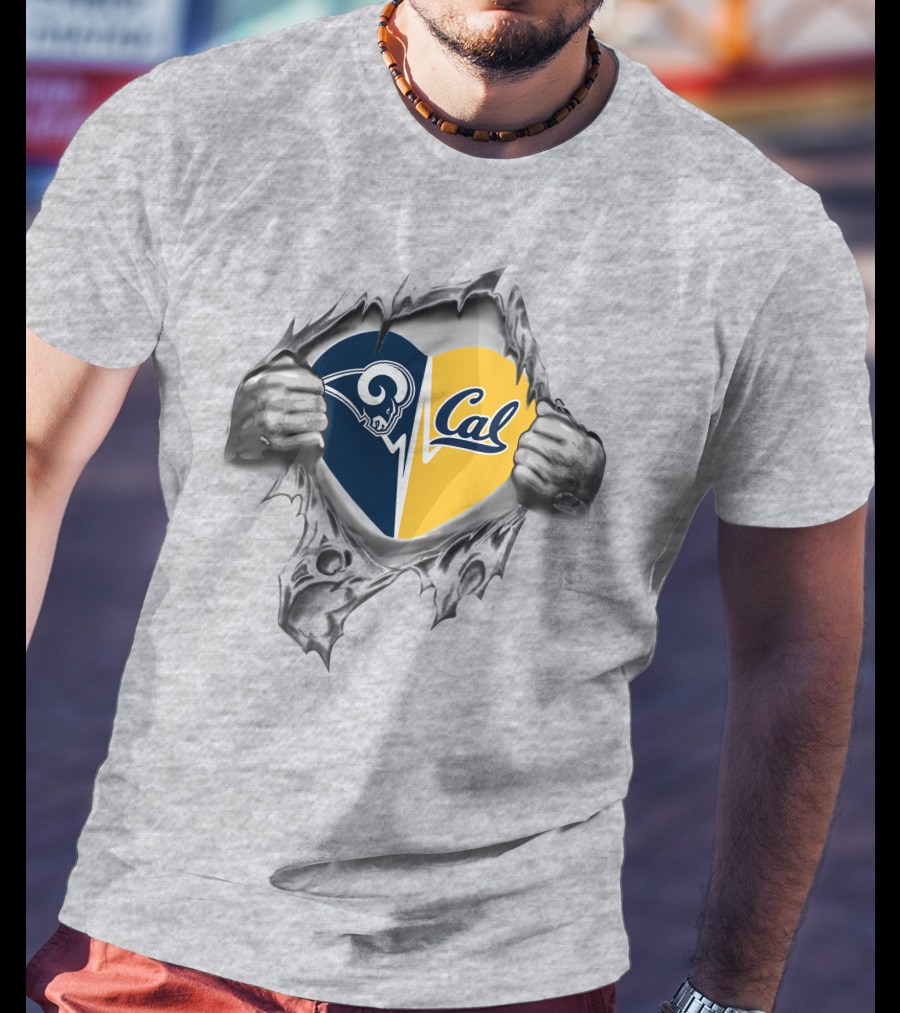 Rams Cal Heartbeat Passion Peeking Through T-Shirt