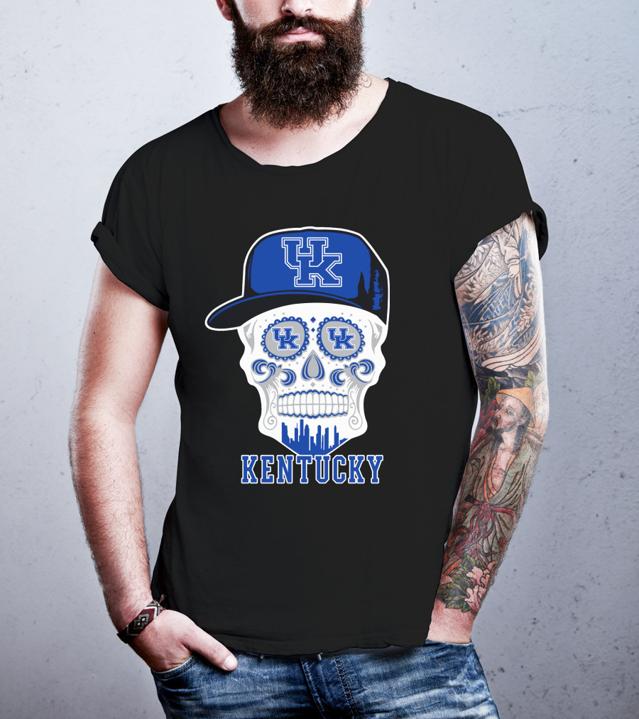 Kentucky Wildcats Skull Uk Hat Silhouette T-Shirt