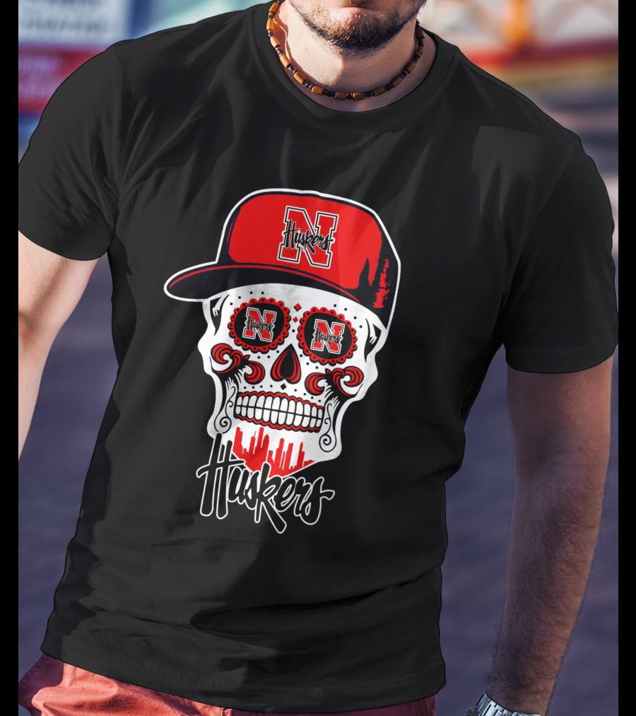 Huskers Skull Nebraska Cornhuskers Cap T-Shirt