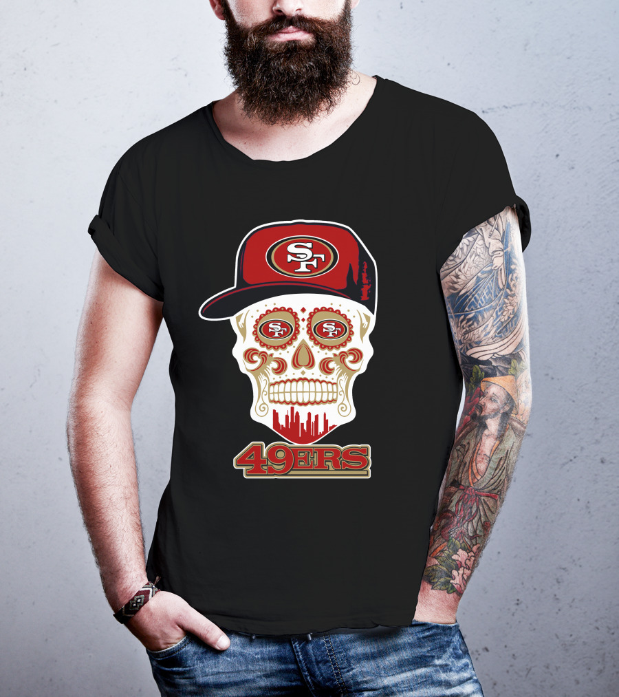 San Francisco 49ers Skull Sf Logo Baseball Cap Funny 49ers T-Shirt