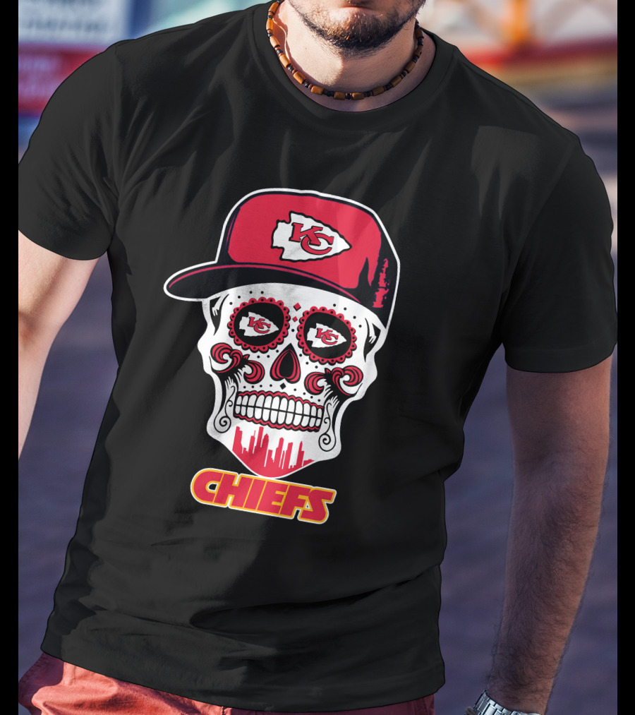 Chiefs Skull With Red Cap And Kansas City T-Shirt