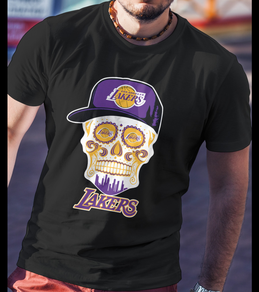 Los Angeles Lakers Skull With Hat T-Shirt