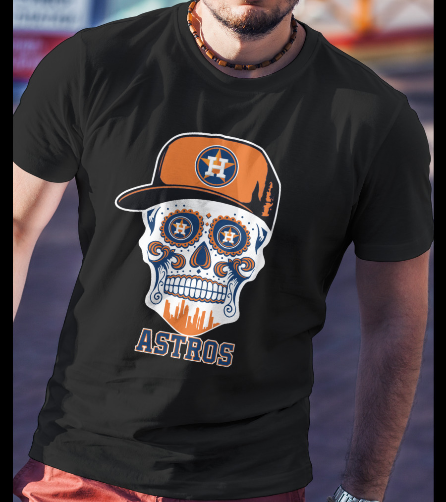 Houston Astros Skull Halloween Sugar Skull Style T-Shirt