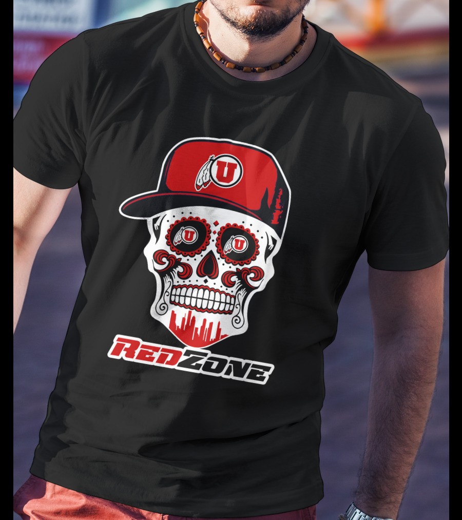 Red Zone Utah Utes Skull Cap T-Shirt