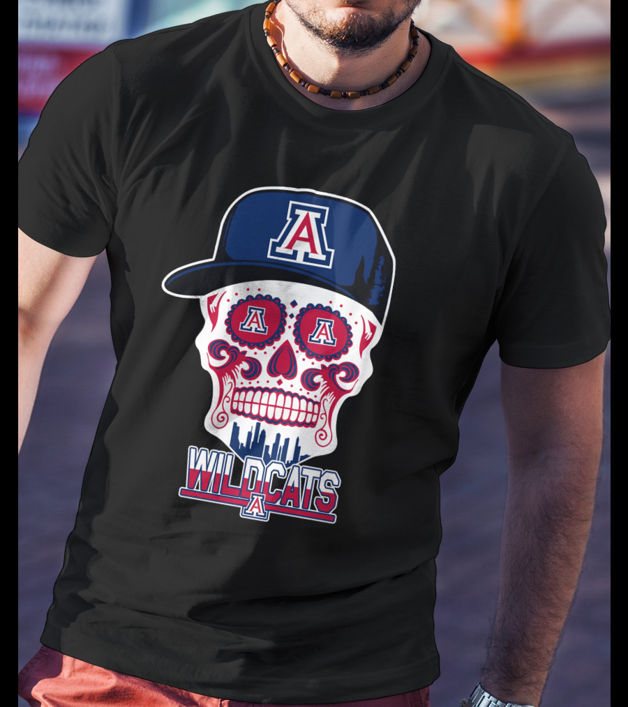 Arizona Wildcats A Logo Skull Wildcats T-Shirt