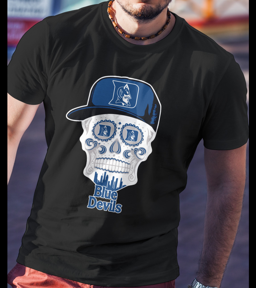 Duke Blue Devils Skull Hat T-Shirt