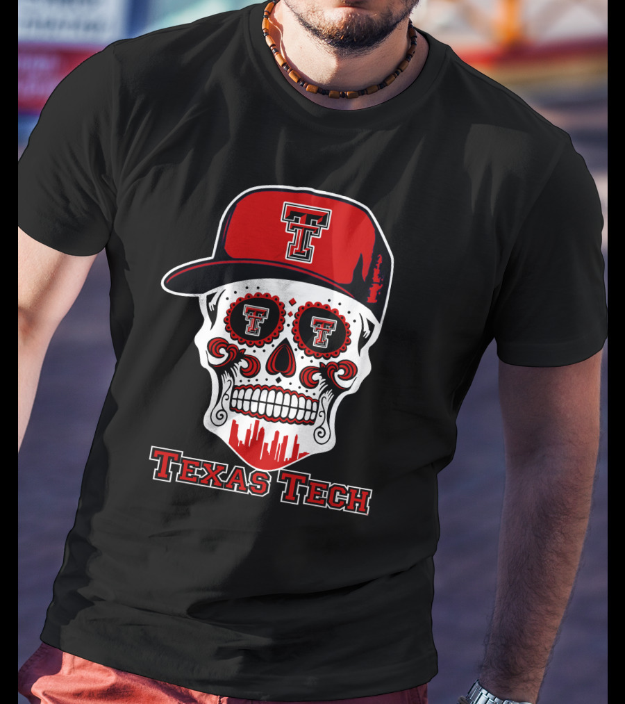 Texas Tech Red Raiders Skull With Hat T-Shirt