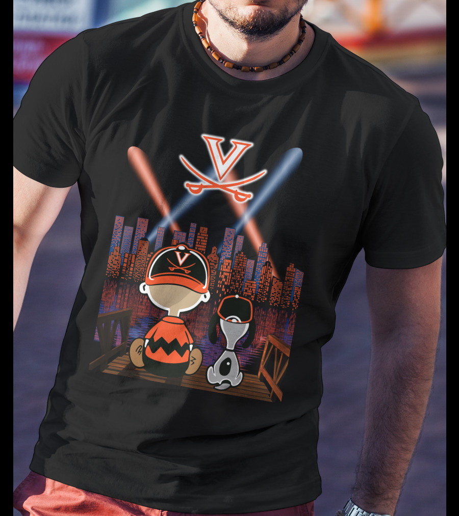Virginia Cavaliers Snoopy City Night Skyline T-Shirt