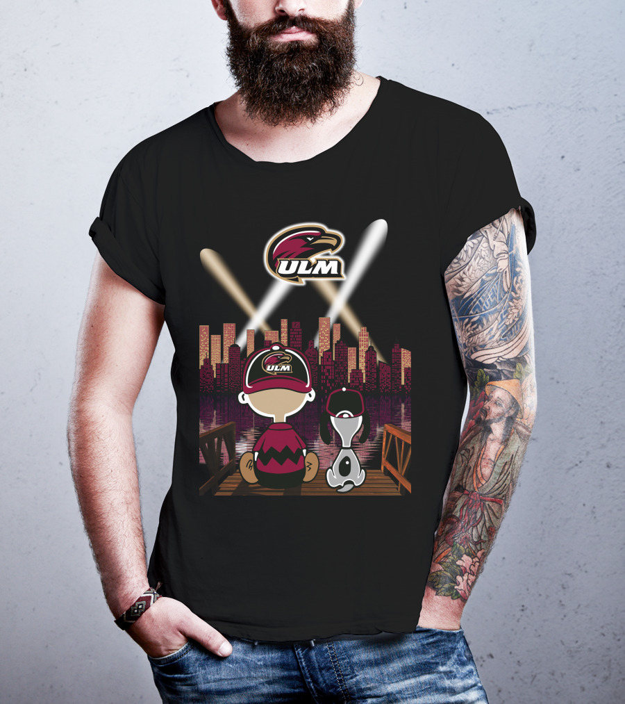 Ulm Warhawks City Skyline Night Lights Retro Style T-Shirt
