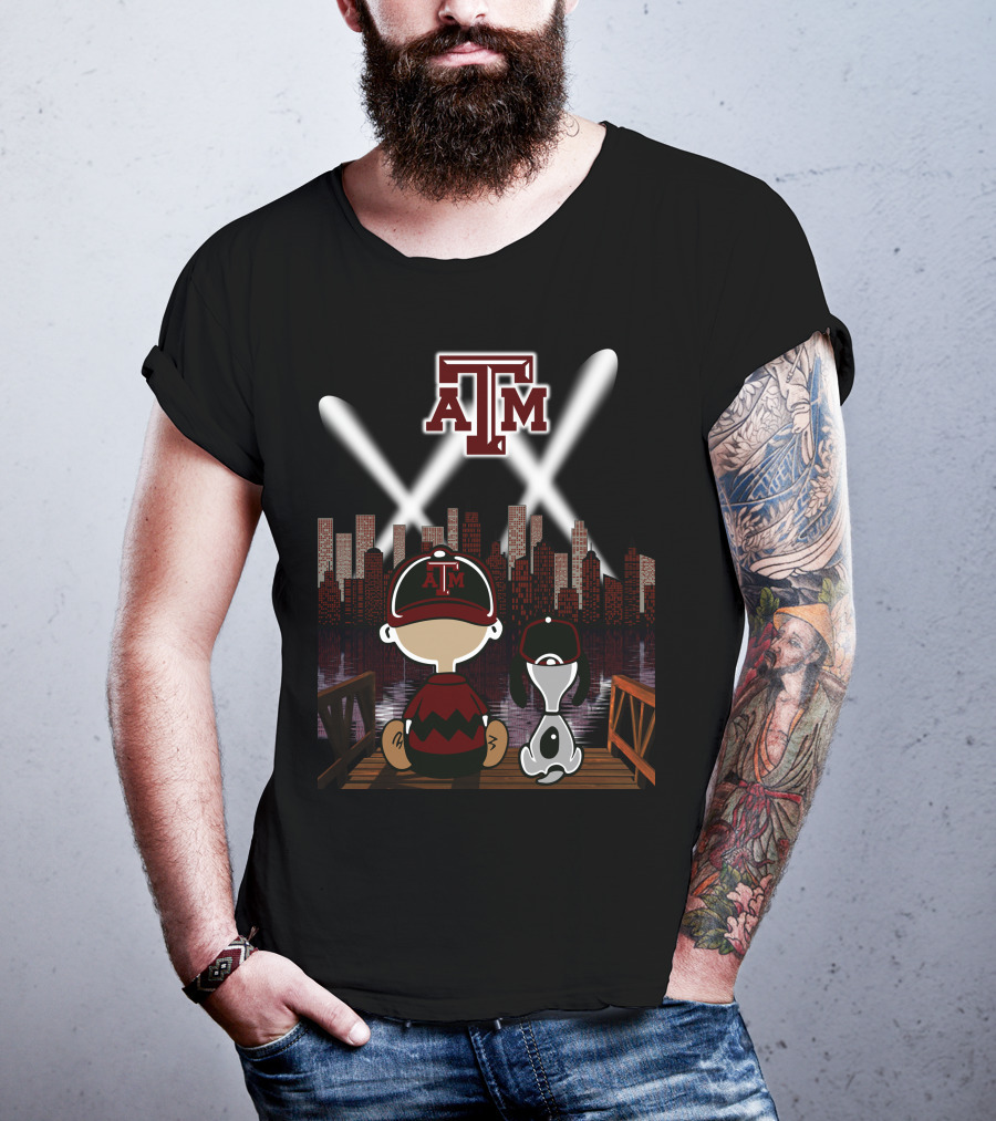 Atm Aggies City Lights With Peanuts Character At Night T-Shirt