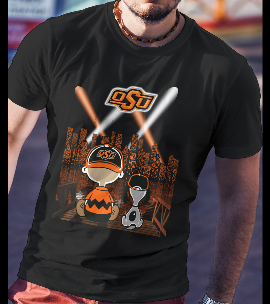 Osu Oklahoma State Cowboys Nighttime City Skyline T-Shirt