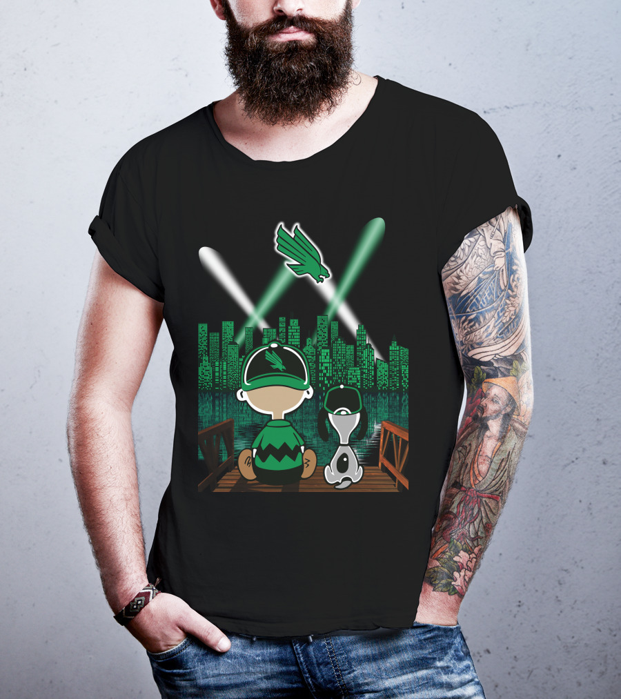 North Texas Mean Green Downtown Skyline By Night T-Shirt