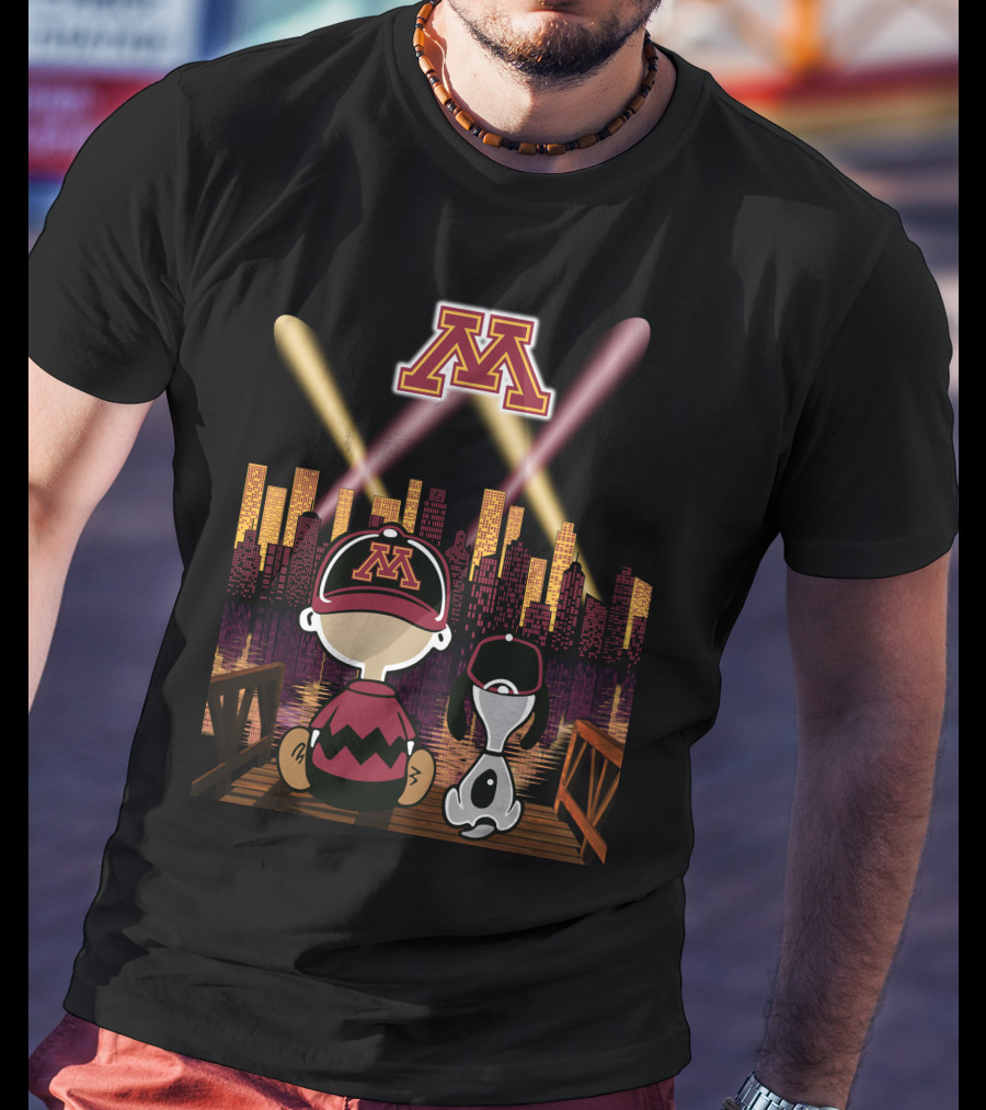 Minnesota Golden Gophers City Skyline Night Lights T-Shirt
