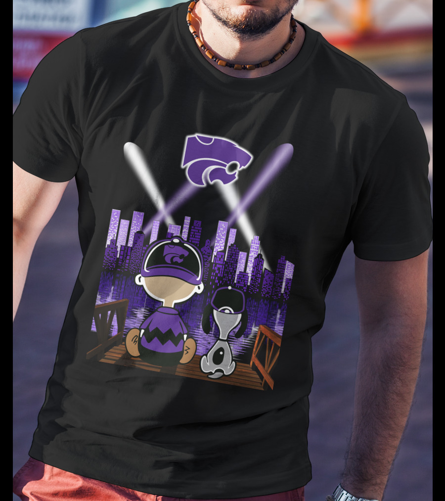 Kansas State Wildcats Night City Skyline Reflections T-Shirt