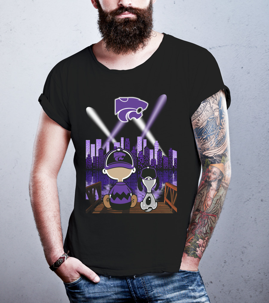 Kansas State Wildcats Night City Skyline Reflections T-Shirt