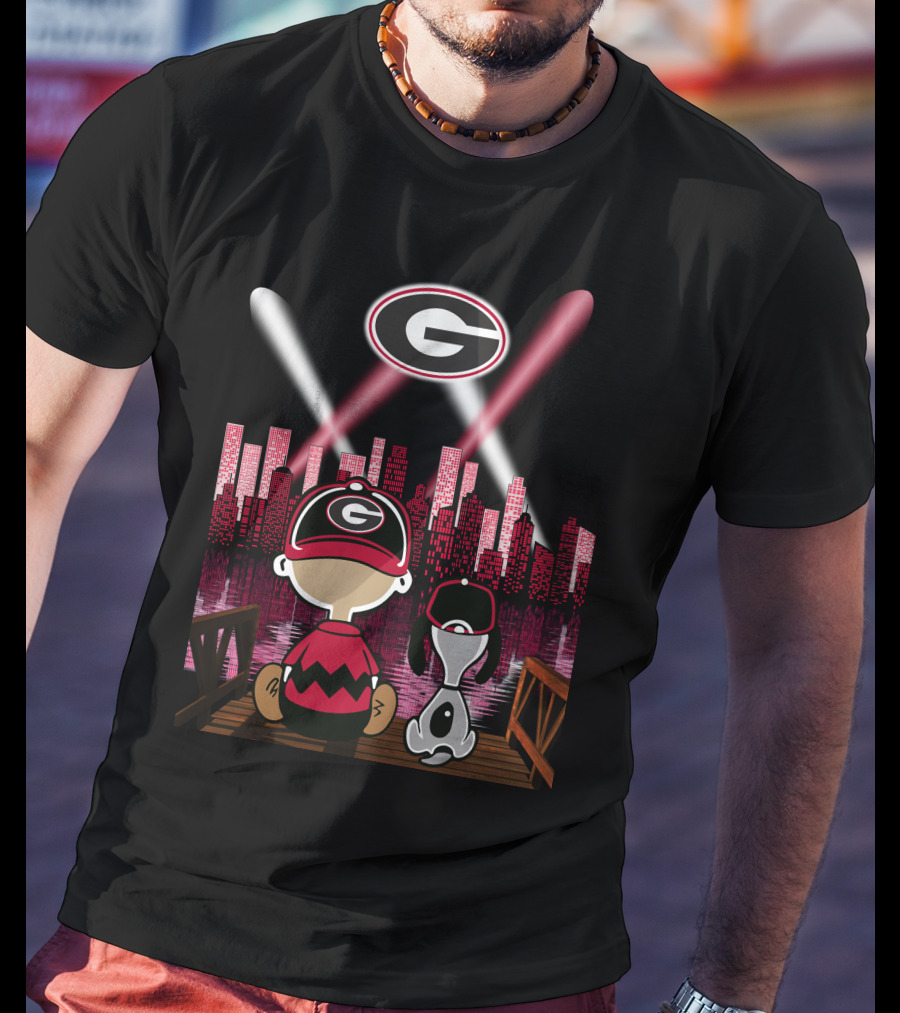 Georgia Bulldogs Cityscape 74 Night Sky Lights T-Shirt