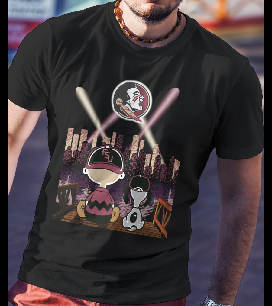Florida State Seminoles Night City Skyline With Fsu Fans Watching T-Shirt